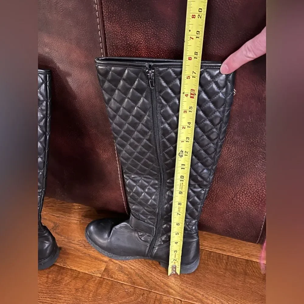 Tom Extreme by Eddie Marc quilted leather tall zip boots w/gold tone hardware